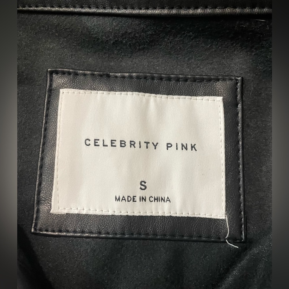 Celebrity Pink Black Pleather Jacket Size Small Faux Leather - Picture 5 of 9